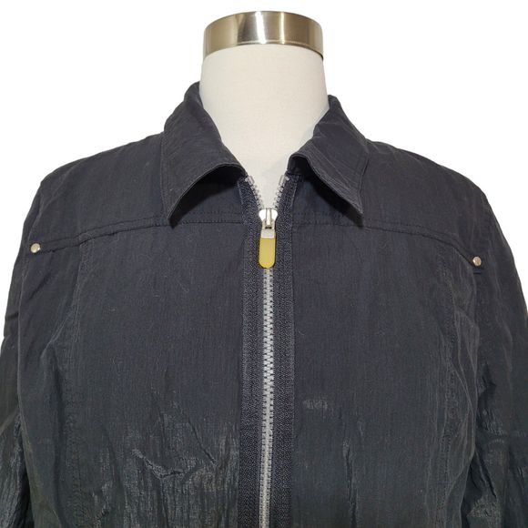 Spanner Black 3/4 Sleeve Full Zip Collared Jacket Size 6 - Picture 2 of 6